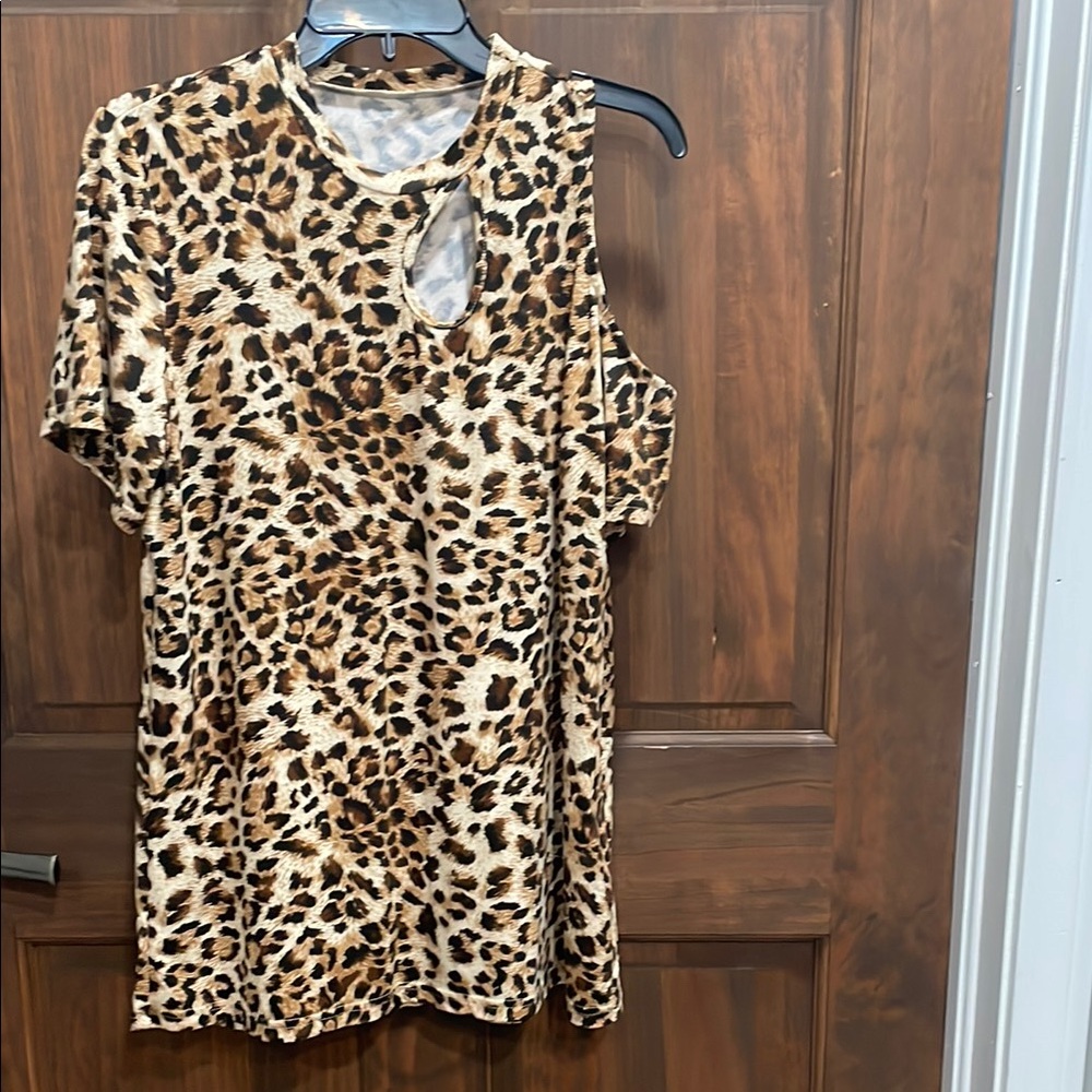 Leopard Print Cut-Out Top